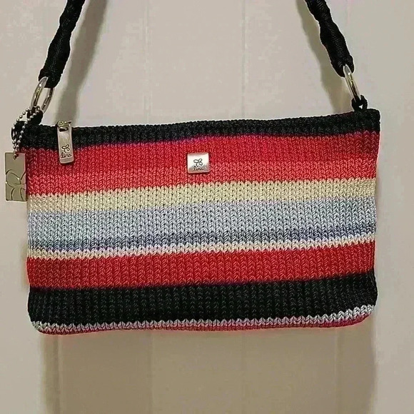 Lina Crochet Shoulder Bag Red White Blue - Picture 2 of 7